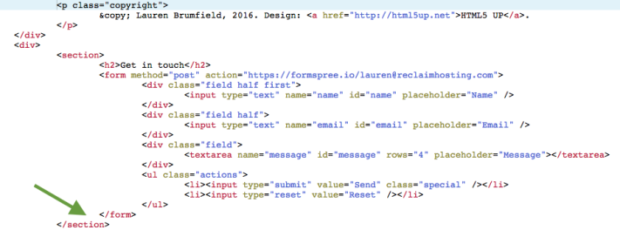 Static HTML Contact Forms