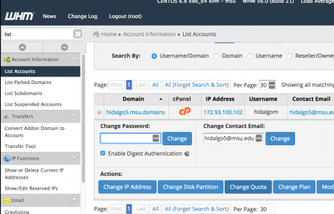 Changing Storage Quota for cPanel Accounts