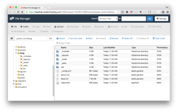 Running a Jekyll Site on Reclaim Hosting