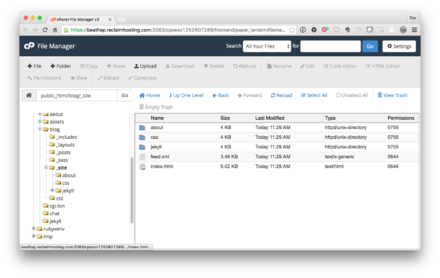 Running a Jekyll Site on Reclaim Hosting