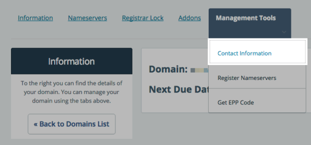 Updating WHOIS Contact Information