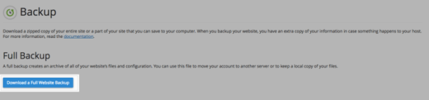 Generating a Backup of Your Reclaim Site